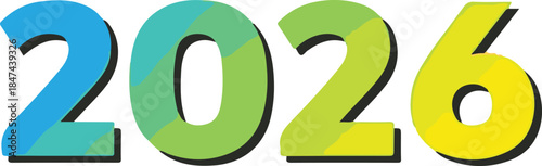 Happy New Year 2026 graphic design with colorful numbers representing a festive and bright future