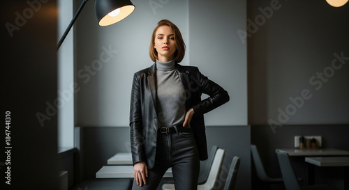 young women in the dark room