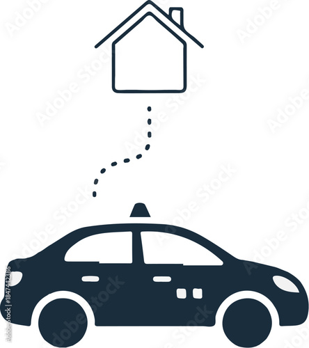 Seamless New Year's Eve Transport Icon of Taxi Service to Home, Symbolizing Safe and Convenient Journeys for Holiday Celebrations and Festive Season Travel