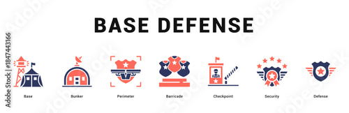 Base Defense Modern and clean web banner illustration featuring thematic icons for visual communication
