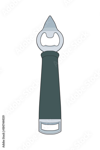 Bottle opener vector for bar tools, kitchen accessories, and beverage packaging design.
