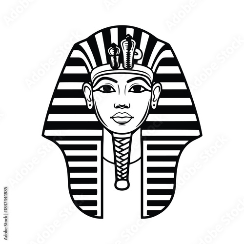 Pharaoh Head Isolated Vector, Egypt Vector, Decorative Pharaoh Head Vector Illustration, Egypt King Pharaoh Vector Illustration.