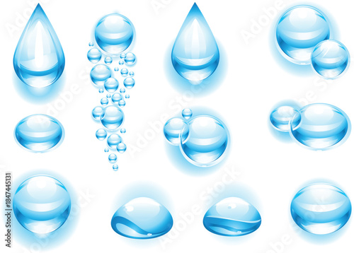 Different Types of Water Drops Vector Design