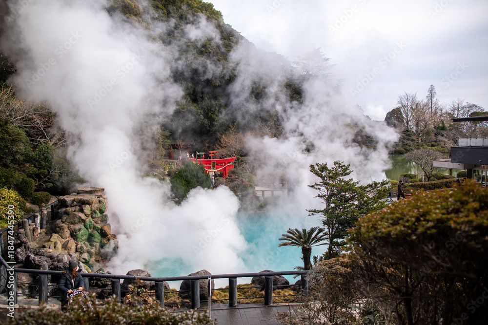 Obraz premium The scenery of Umi Jigoku, Beppu City, Oita Prefecture, Kyushu, Japan