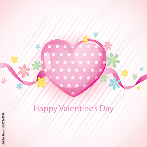 Cute Valentine heart illustration with flowers and soft colors, ideal for romantic greetings, love cards, and festive Valentine designs.