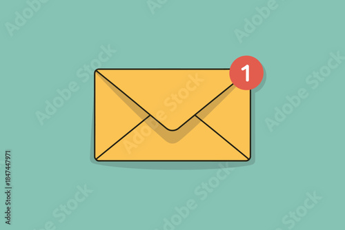 An envelope with a notification badge indicating one new message.