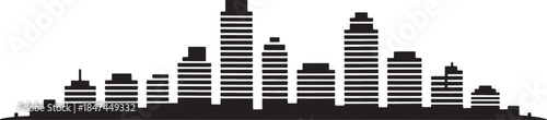 City Skyline Black and White Silhouette Illustration for Urban Landscape Design