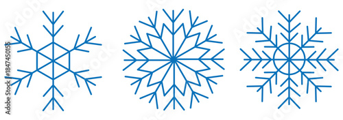 Snowflake icons set. Christmas and winter collection. Vector illustration.