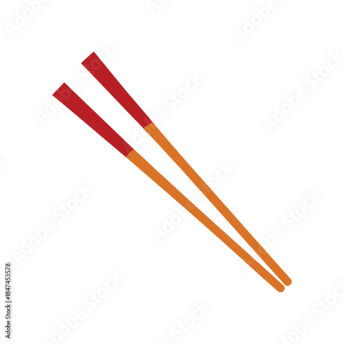 Chopsticks with colored tips illustrated in a clean flat dining utensil style Vector illustration