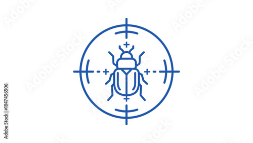 Bug in crosshairs icon for pest control and antivirus concept