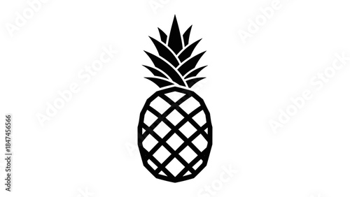 Pineapple fruit icon. Black simple vector silhouette.