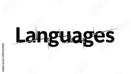 Languages typographic vector illustration. Fragmented text design for communication and education concepts. Isolated on transparent background