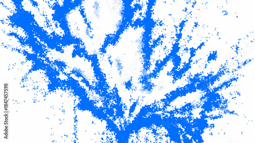 Abstract Blue Paint Explosion Texture on White Background with Smoke-Like Energy Trails, Dynamic Ink Splatter, Organic Pigment Burst and High-Contrast Grunge Effect for Modern Graphic Design and Digit