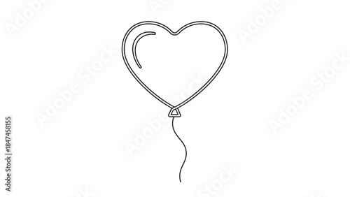 Minimalist Heart-Shaped Balloon Line Drawing Emphasizing Simplicity and Elegance