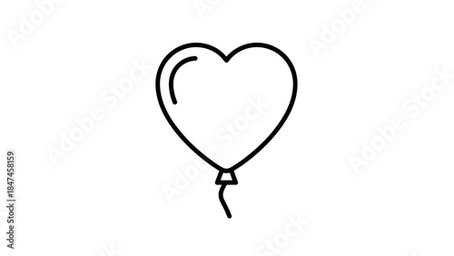 Minimalist Heart-Shaped Balloon Illustration with Simple Line Art Design