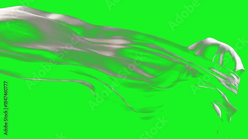 Liquid Silk Dance: A mesmerizing display of flowing liquid, its elegant dance against a vibrant green background, creating a visual symphony of movement and grace.