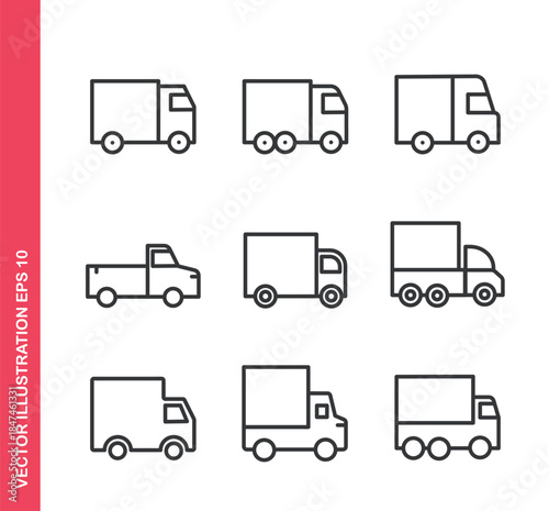 Truck icon. Outline icons collection. Editable stroke.