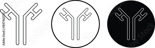 Antibody line icons set with immune system symbols. Medical science elements, healthcare laboratory shapes, microbiology research designs for health diagnostics isolated on transparent background.