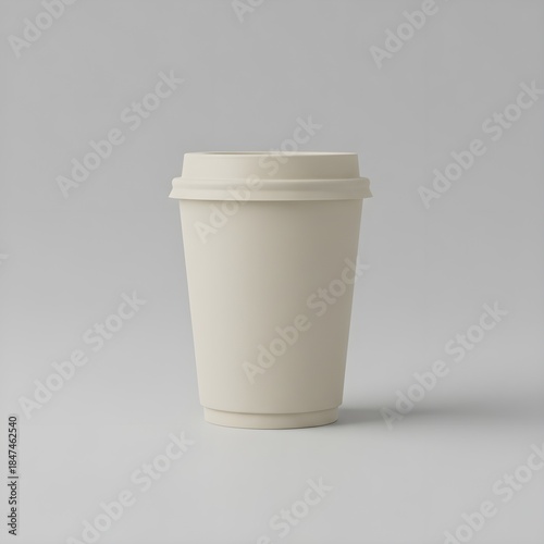 Beige Neutral Tone Coffee Cup Mockup Isolated on Light Background