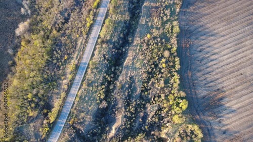 flying over an abyss in the forest on a drone