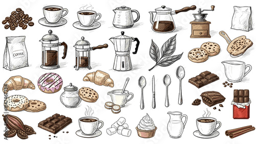 Assorted coffee elements