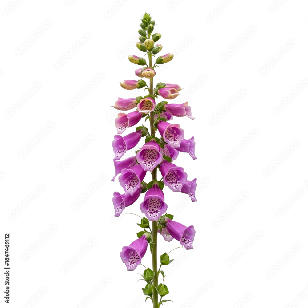 Obraz premium Purple foxglove flower isolated on transparent background isolated on transparent background