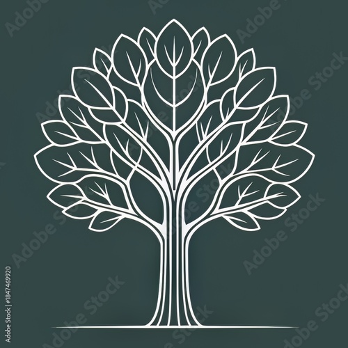 decorative floral tree outline vector art