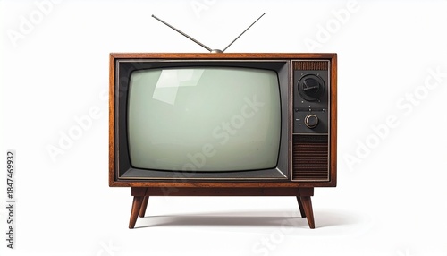 Vintage Mid-Century Television Set with Wooden Casing  