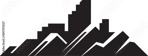 Modern skyline mountain landscape vector illustration building architecture design
