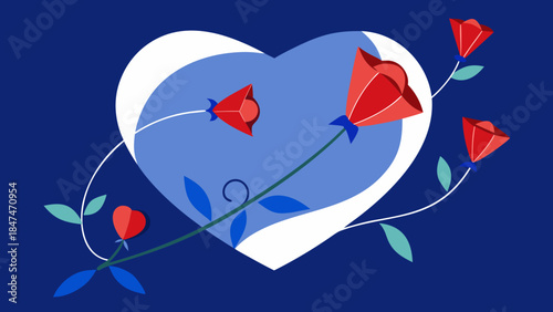 Heart shaped with red roses