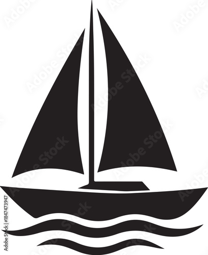 PrintMinimalist dark blue sailboat icon on black background