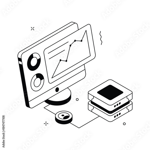 Ready to use isometric illustration of data server analysis, premium vector