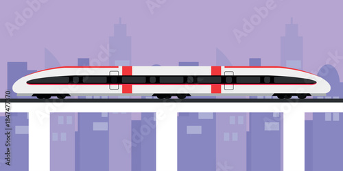 Modern electric highspeed train subway or metro public transportation