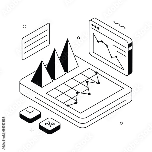 Creatively crafted amazing isometric illustration of analytical report