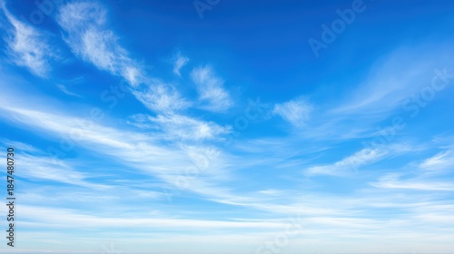 Serene ocean beach view under expansive blue sky and clouds peaceful coastline boasts blue sky with scattered white clouds