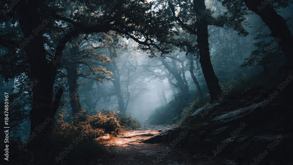 Obraz premium Misty Forest Path