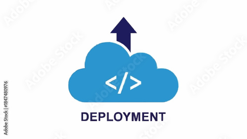deployment icon with cloud and code symbol representing software deployment and cloud computing services for application development and IT infrastructure