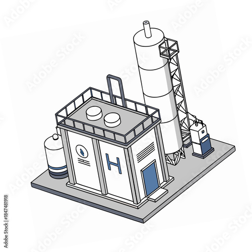 Isometric hydrogen processing facility with metal structures