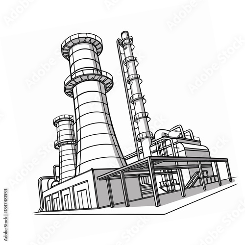 Oil and gas production unit with dual cooling towers 1