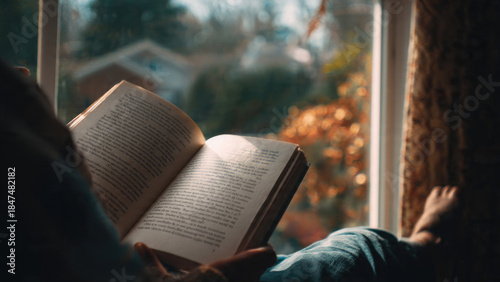 Reading by the Window on a Cozy Day