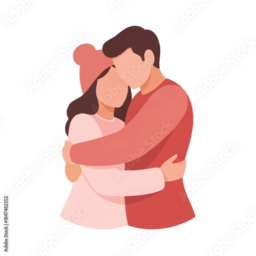 Couple sharing a romantic warm hug.