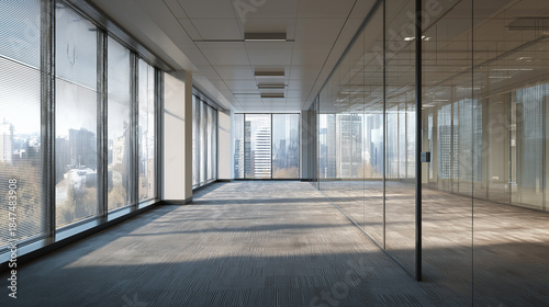 The office building's carpet was installed. 