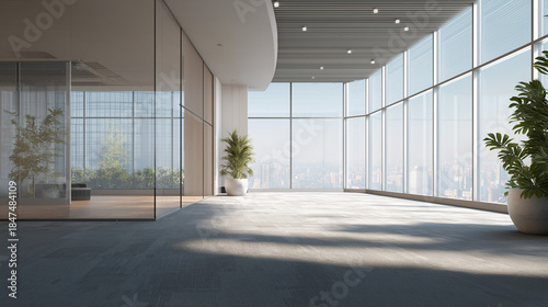 The office building's carpet was installed. 