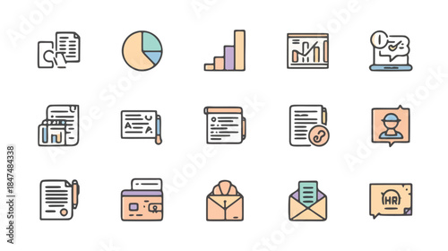 Collection of Business and Data Analysis Icons for Visual Communication