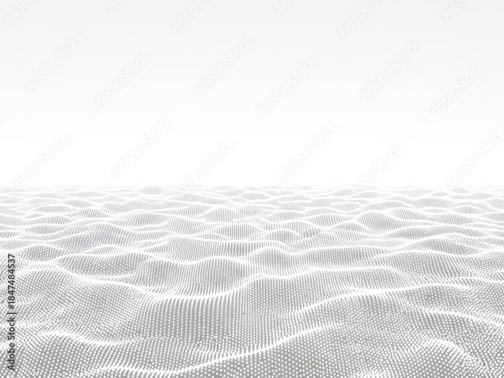 Obraz premium Digital waveform landscape with white background
