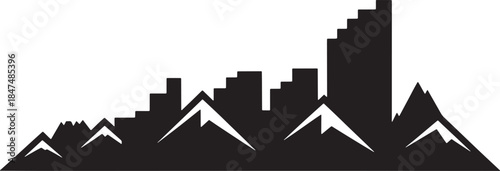 Silhouette Mountains Landscape Illustration for Nature Scene and Adventure Theme