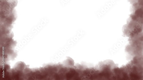 Dark red smoke border, dense fog overlay, dramatic mist and vapor effect, atmospheric smoke frame, transparent PNG