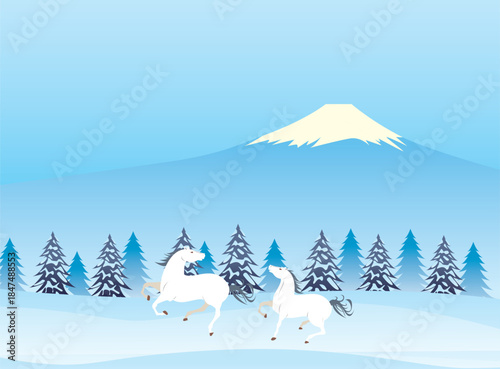 正月和風背景　2026年　午年