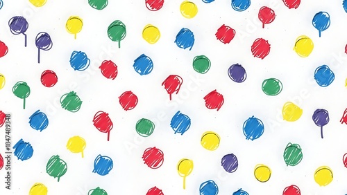 Colorful handdrawn balloons pattern on a white background