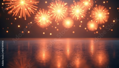 Vibrant Fireworks Display Reflected on Calm Water